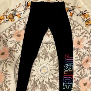 Black justice leggings with logo